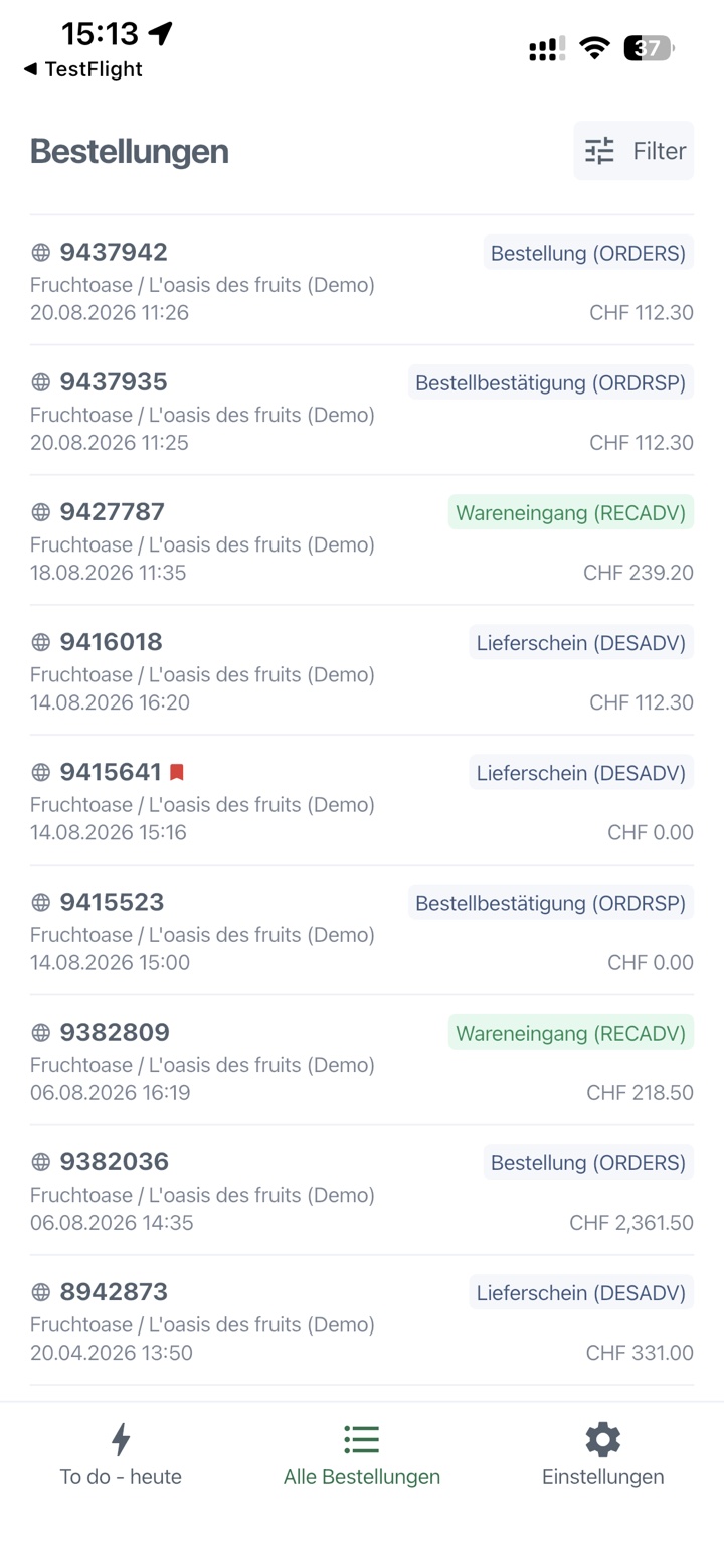 HOGA Check orders list with delivery status